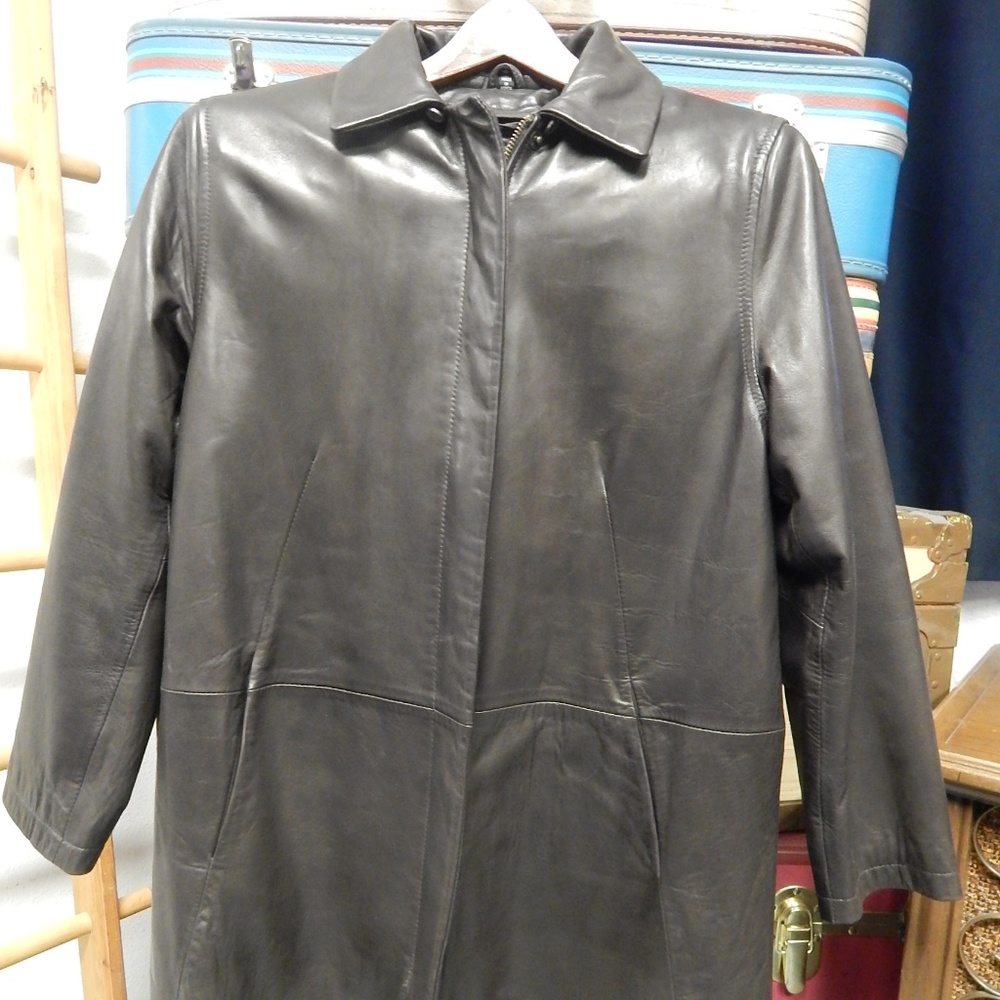 COUTURE BY J. PARK LAMB LEATHER LINED JACKET BROWN